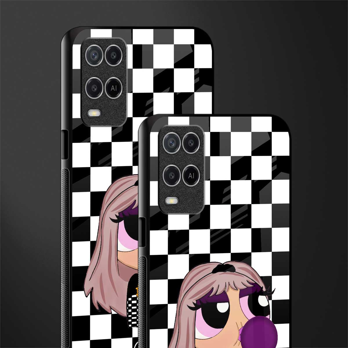 sassy chic powerpuff girls glass case for oppo a54 image-2