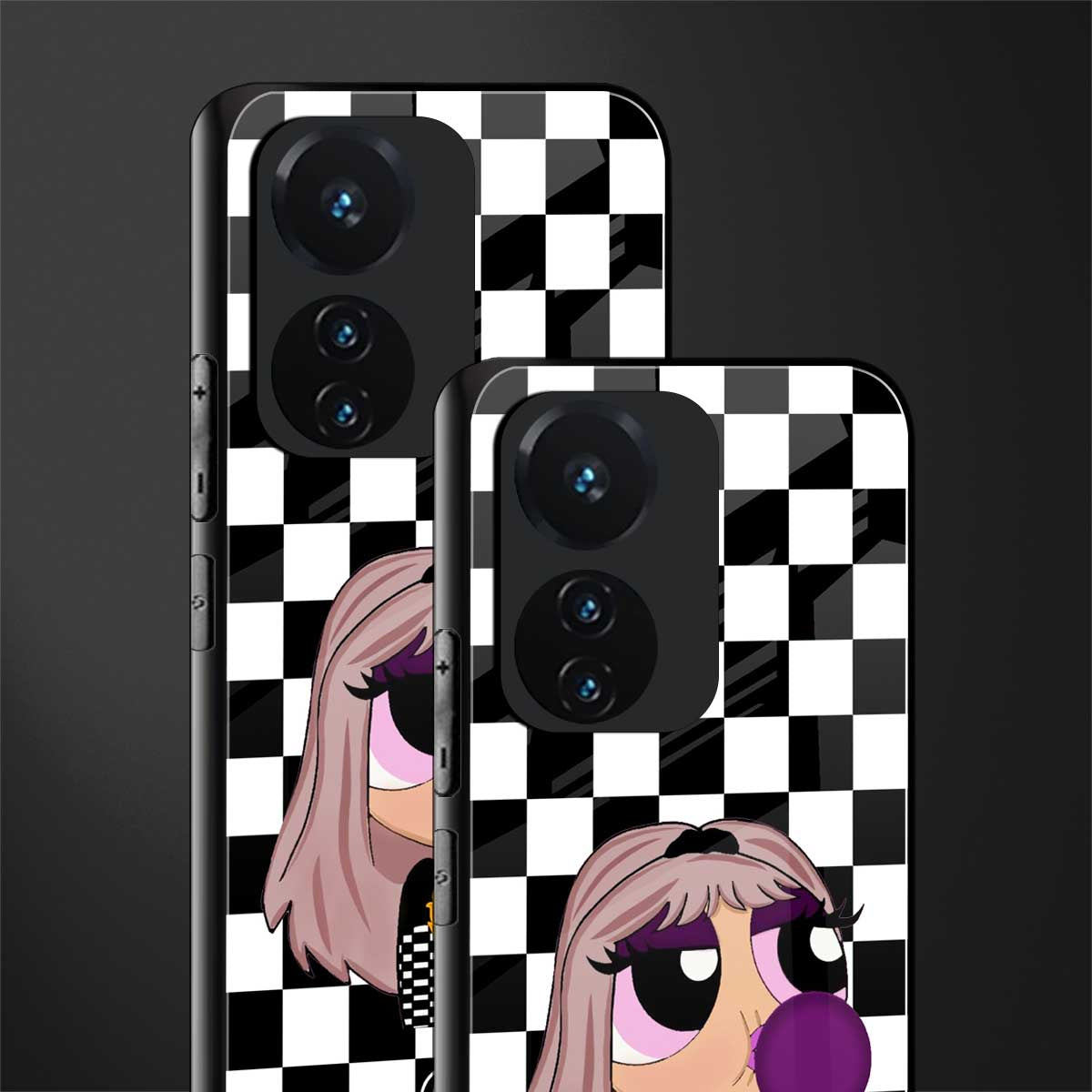 sassy chic powerpuff girls back phone cover | glass case for vivo t1 44w 4g