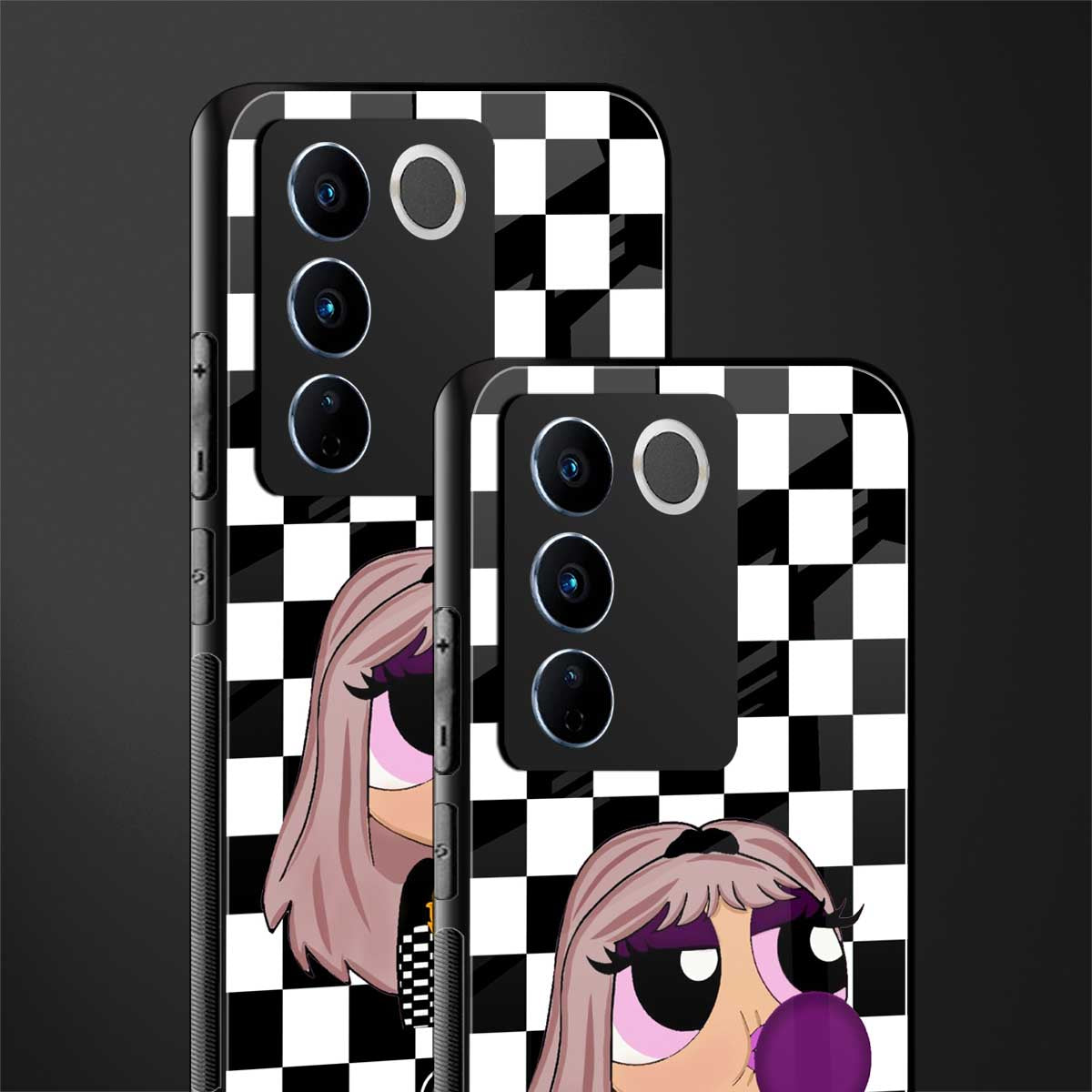 sassy chic powerpuff girls back phone cover | glass case for vivo v27 pro 5g