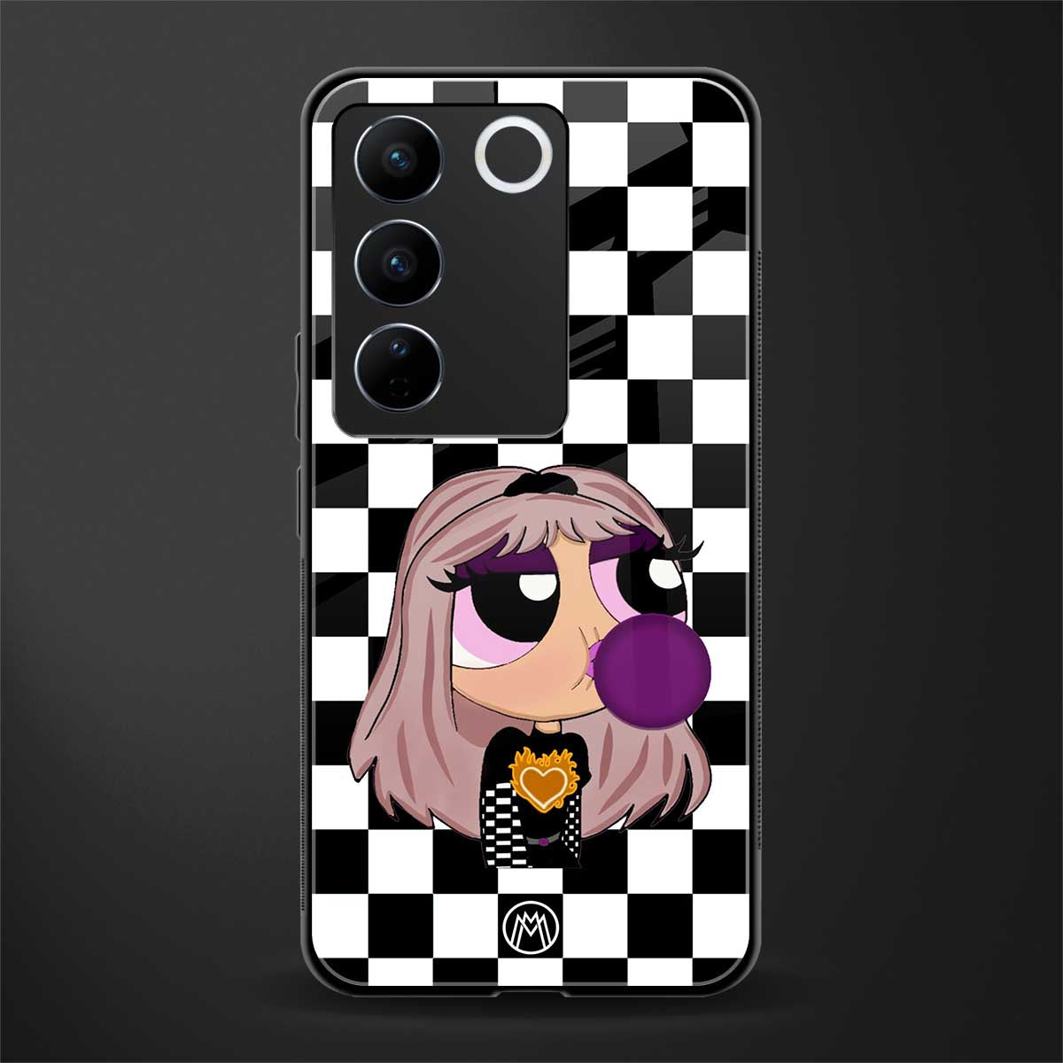 sassy chic powerpuff girls back phone cover | glass case for vivo v27 pro 5g