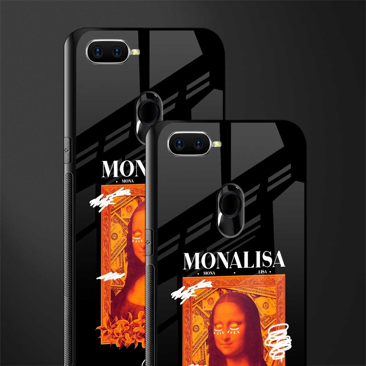 sassy mona lisa glass case for oppo a7 image-2