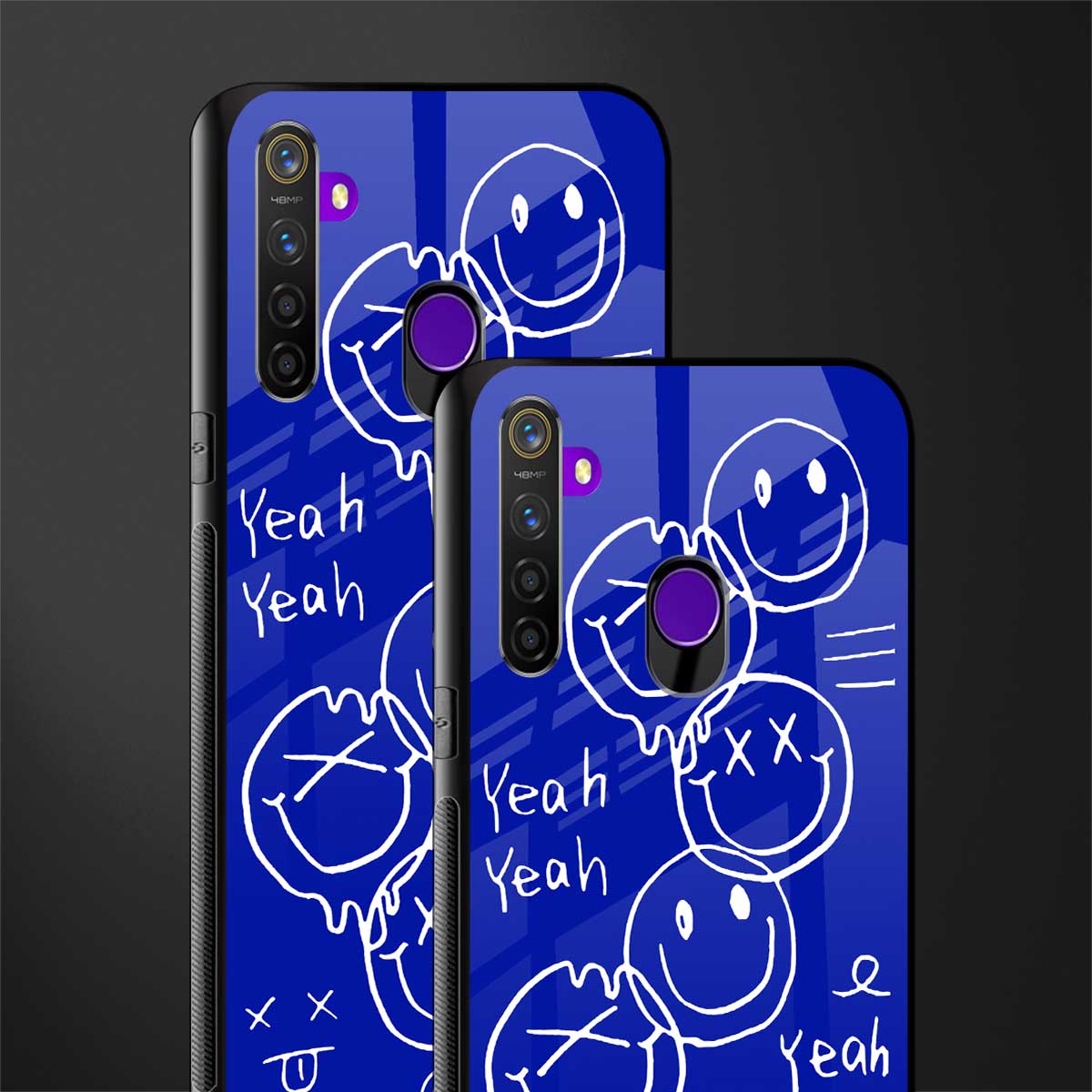 sassy smiley faces glass case for realme 5s image-2