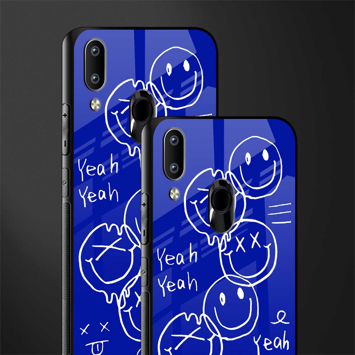 sassy smiley faces glass case for vivo y91 image-2