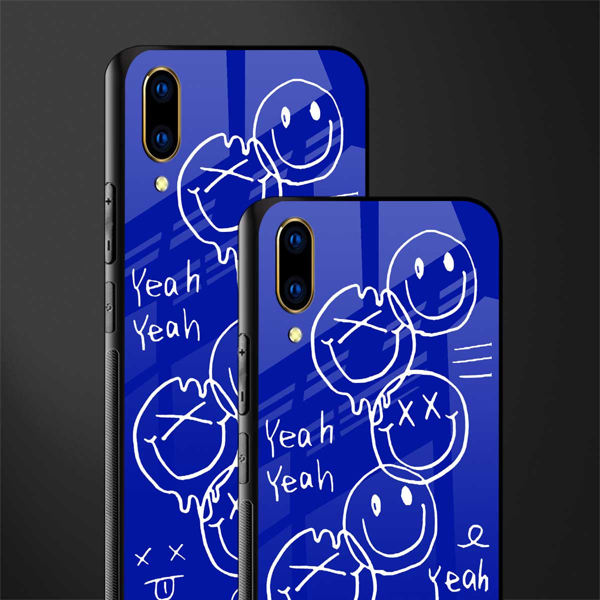 sassy smiley faces glass case for vivo v11 pro image-2