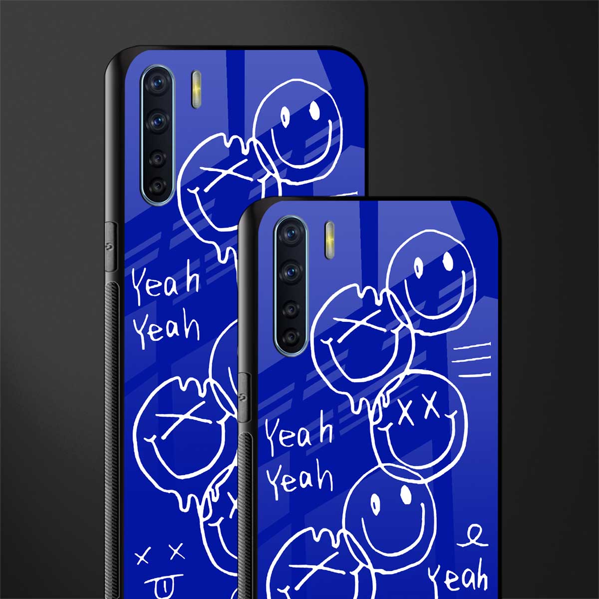 sassy smiley faces glass case for oppo f15 image-2