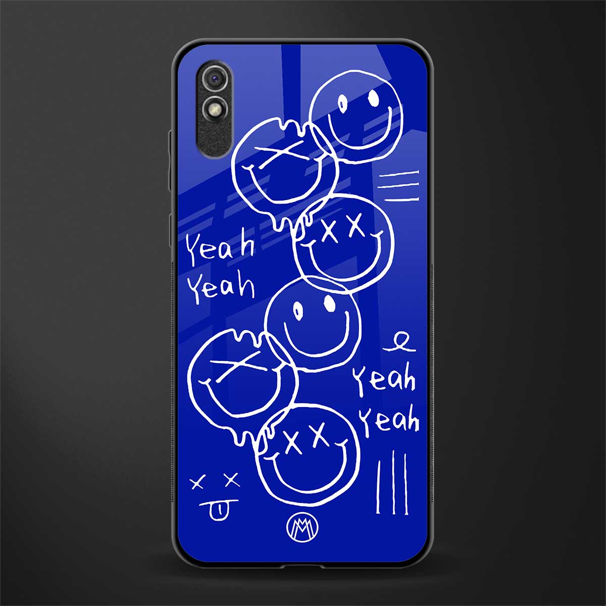 sassy smiley faces glass case for redmi 9a image