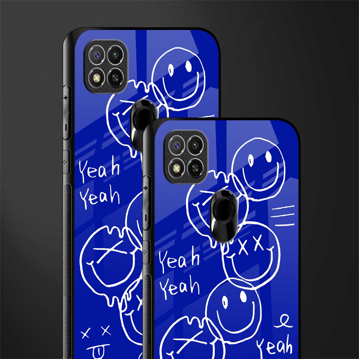 sassy smiley faces glass case for redmi 9 image-2