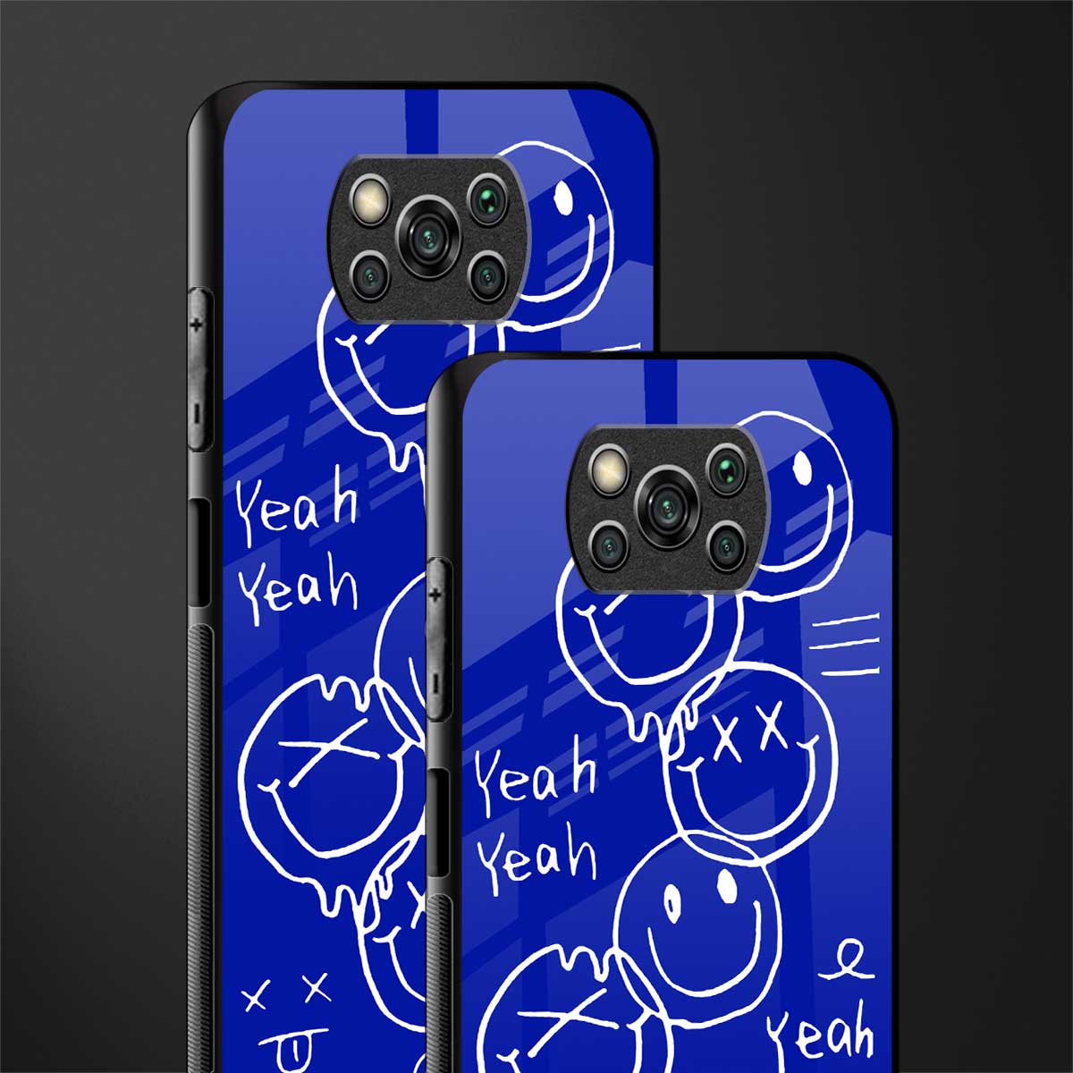 sassy smiley faces glass case for poco x3 image-2