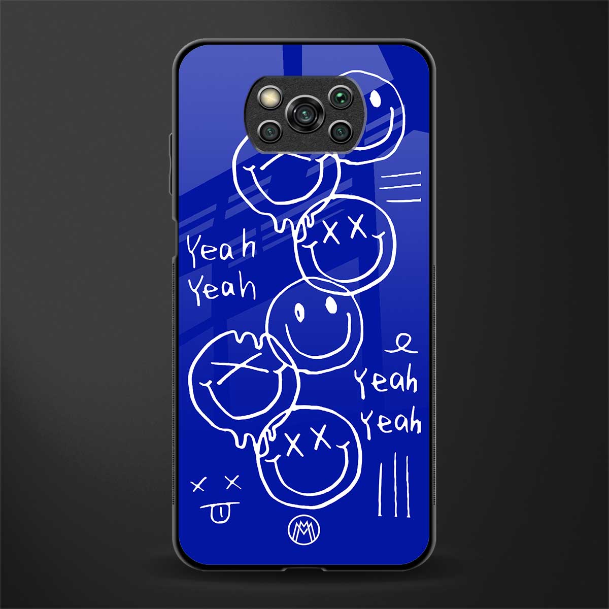 sassy smiley faces glass case for poco x3 image