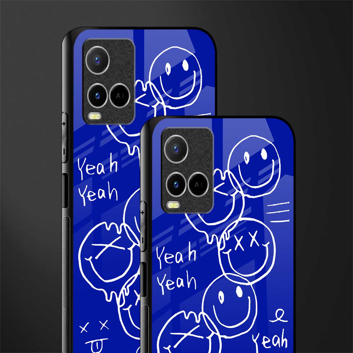 sassy smiley faces glass case for vivo y33s vivo y33t image-2