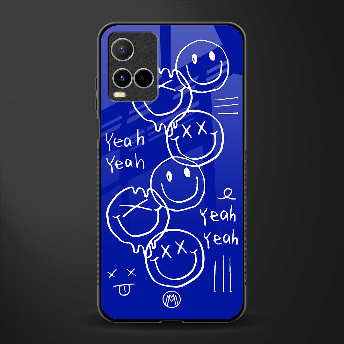 sassy smiley faces glass case for vivo y33s vivo y33t image