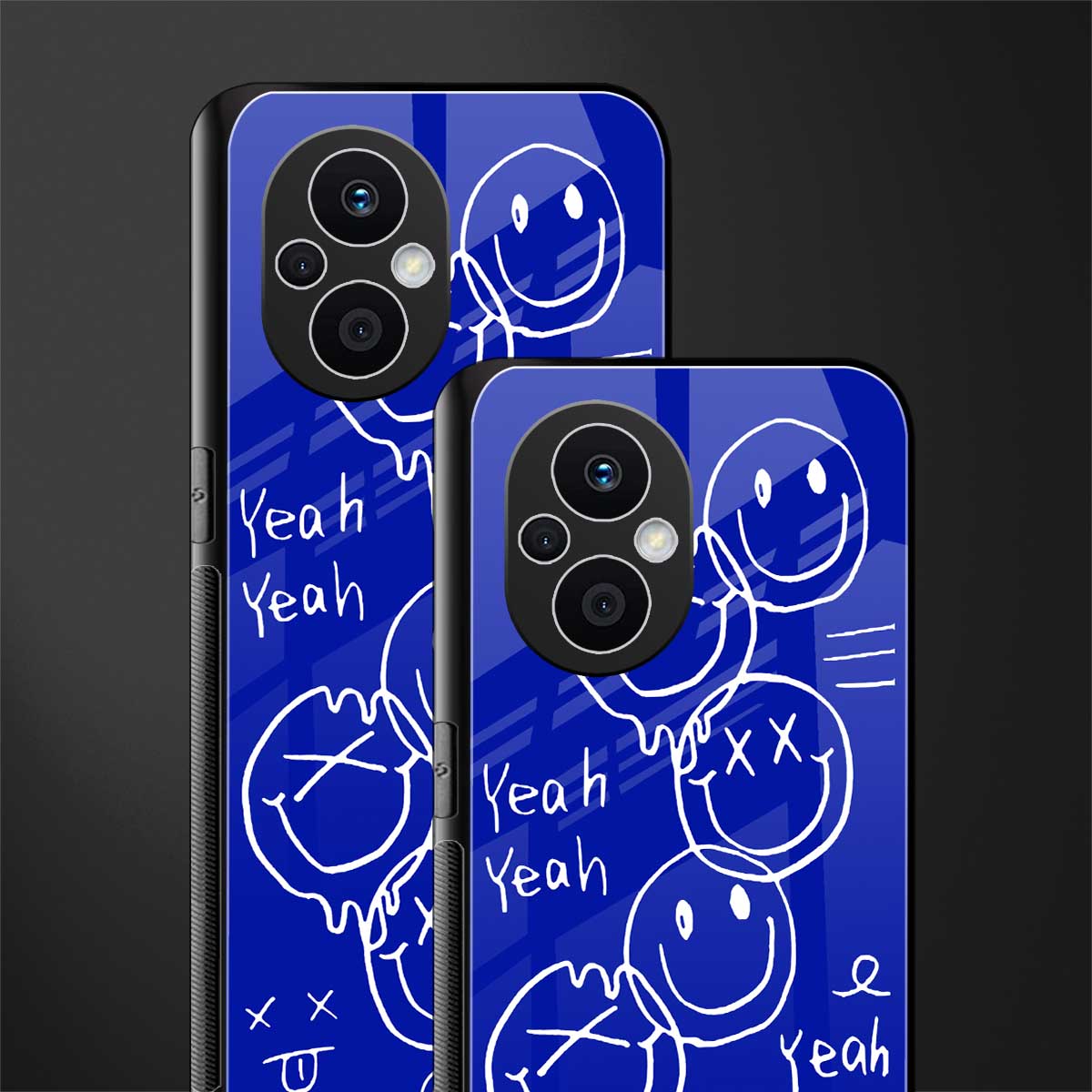 sassy smiley faces back phone cover | glass case for oppo f21 pro 5g