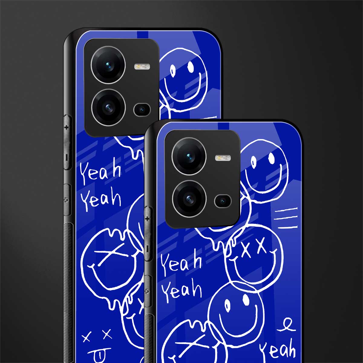 sassy smiley faces back phone cover | glass case for vivo v25-5g