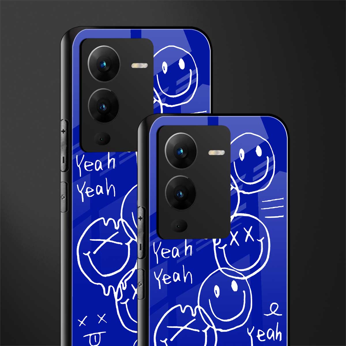 sassy smiley faces back phone cover | glass case for vivo v25 pro 5g