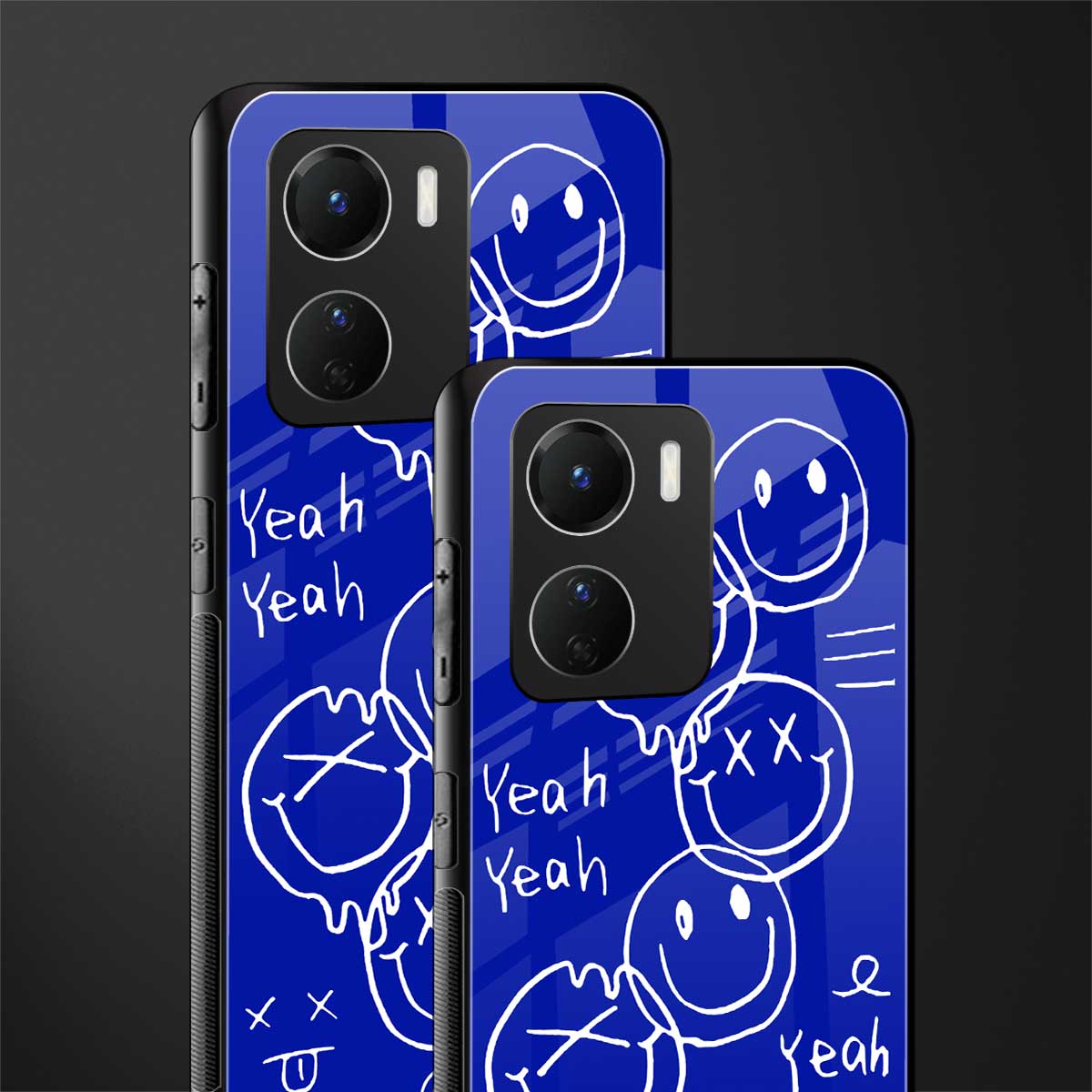 sassy smiley faces back phone cover | glass case for vivo y16