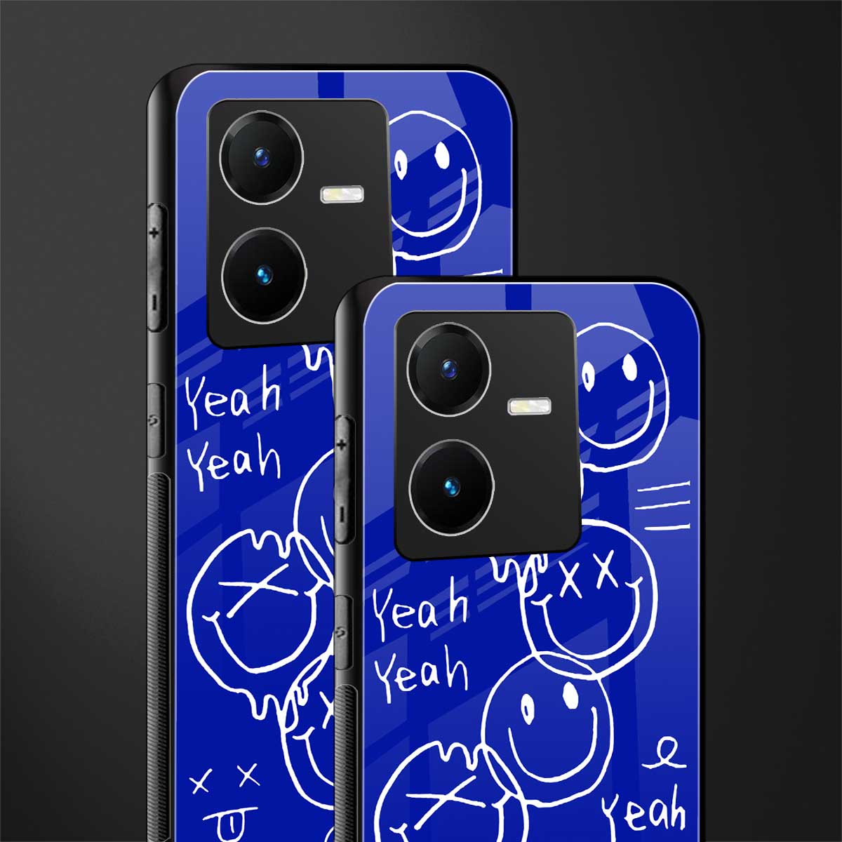 sassy smiley faces back phone cover | glass case for vivo y22