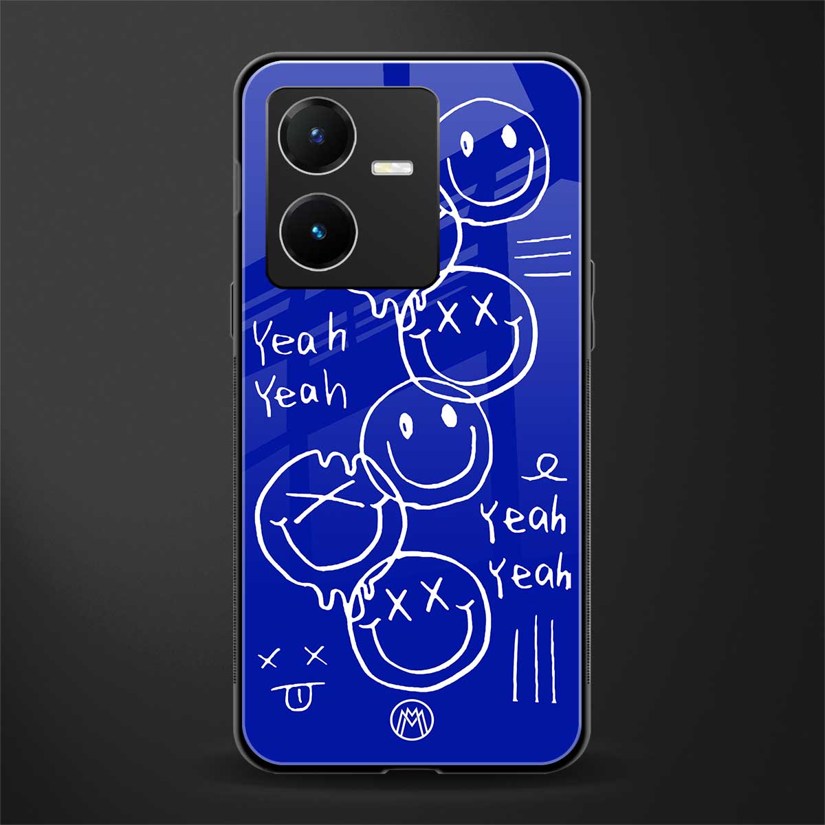 sassy smiley faces back phone cover | glass case for vivo y22