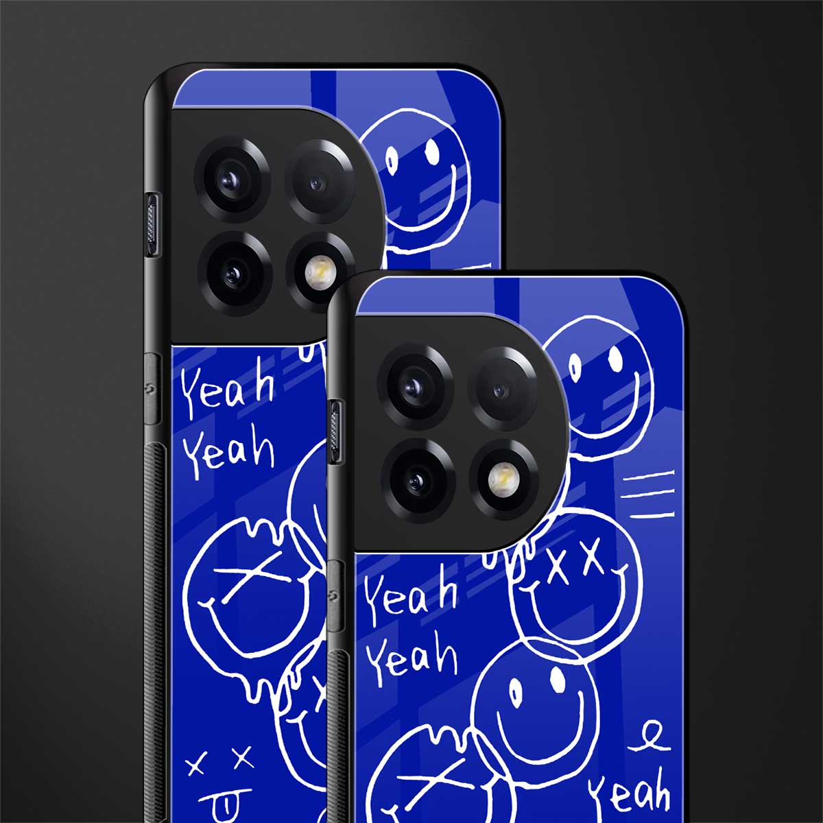 sassy smiley faces back phone cover | glass case for oneplus 11r