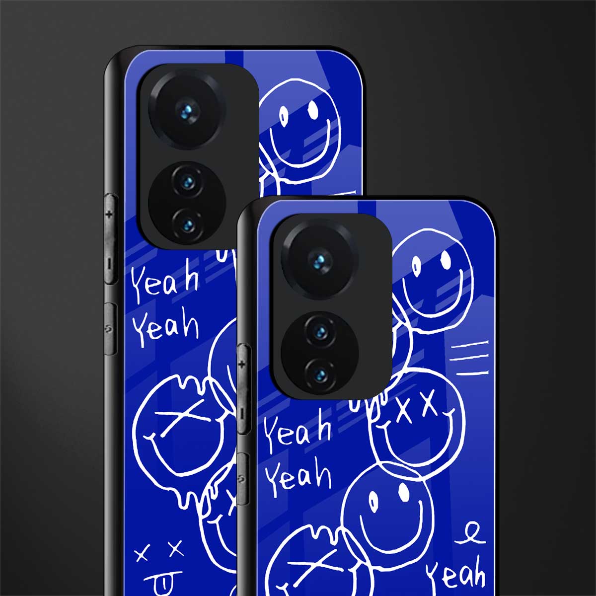 sassy smiley faces back phone cover | glass case for vivo t1 44w 4g