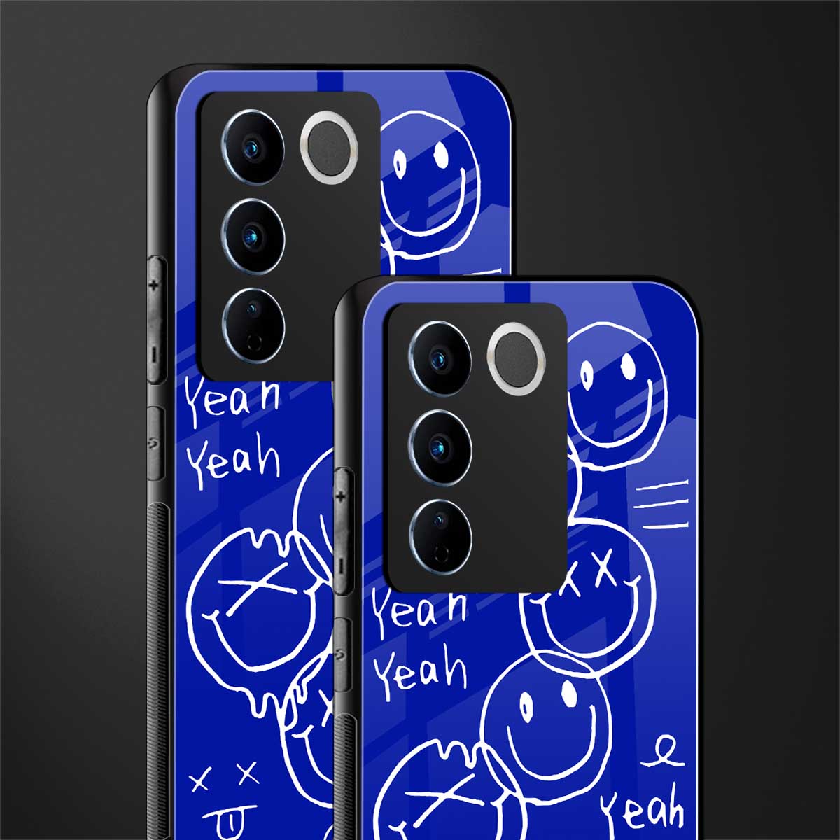 sassy smiley faces back phone cover | glass case for vivo v27 pro 5g