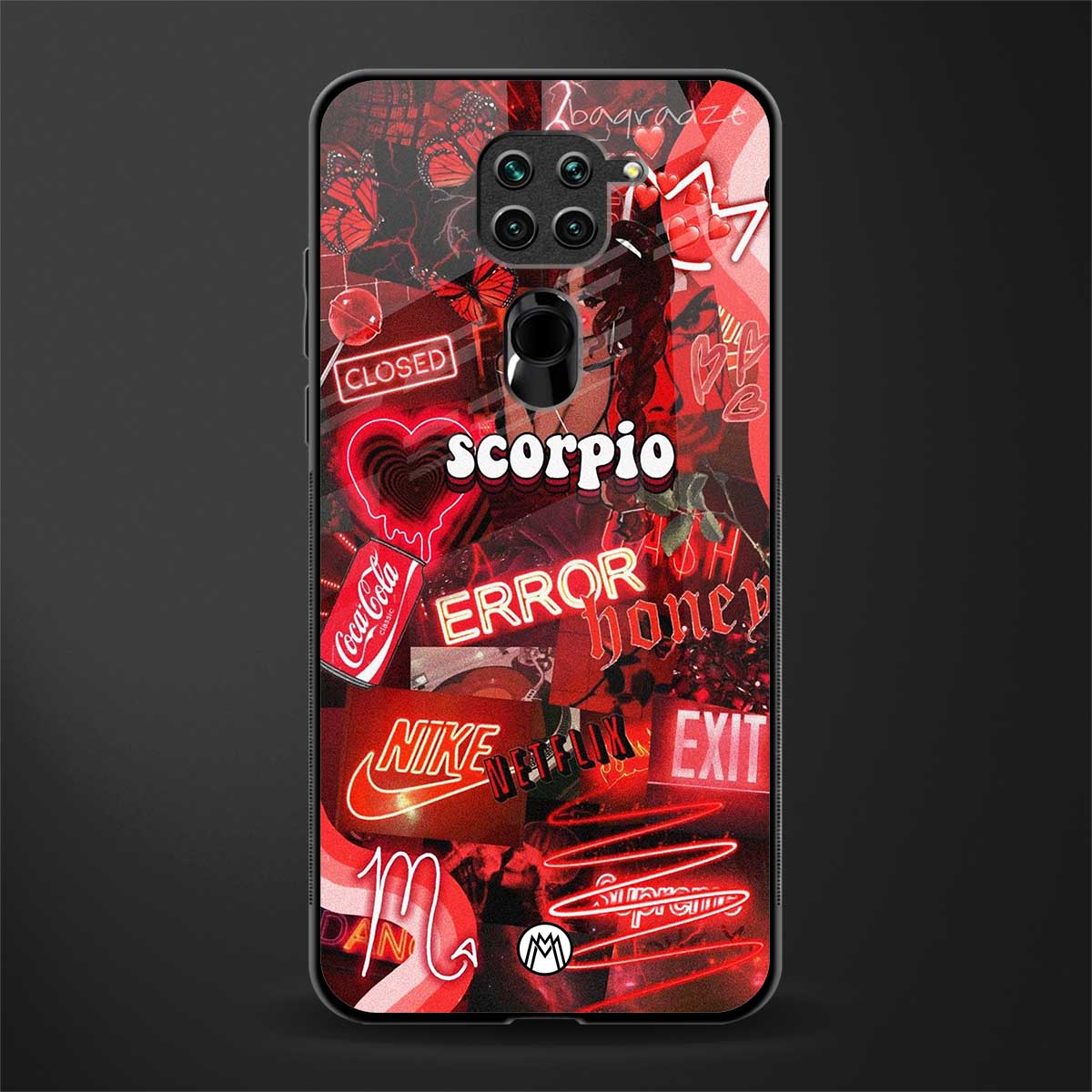 scorpio aesthetic collage glass case for redmi note 9 image