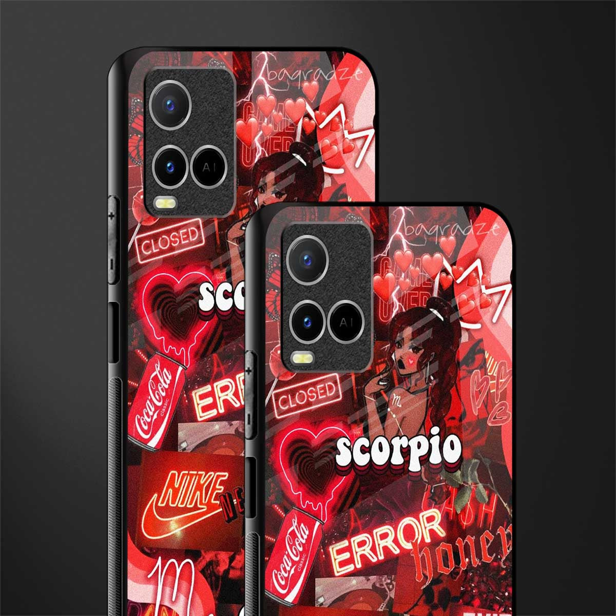 scorpio aesthetic collage glass case for vivo y21a image-2
