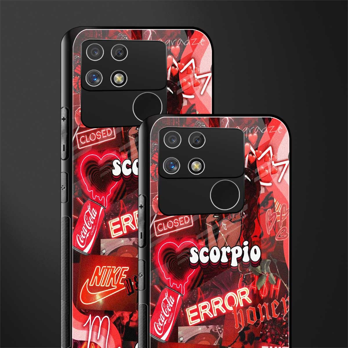 scorpio aesthetic collage back phone cover | glass case for realme narzo 50a