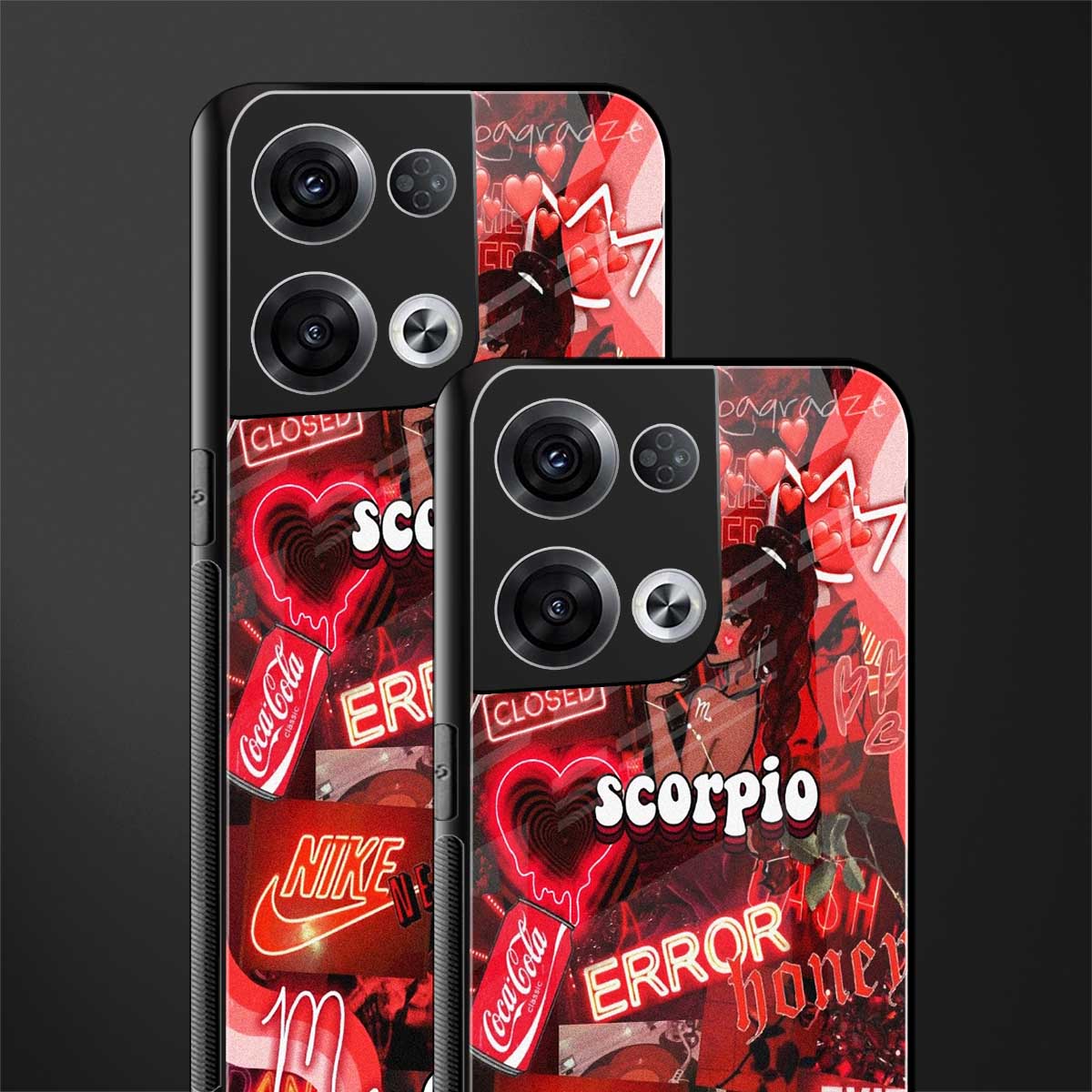 scorpio aesthetic collage back phone cover | glass case for oppo reno 8 pro