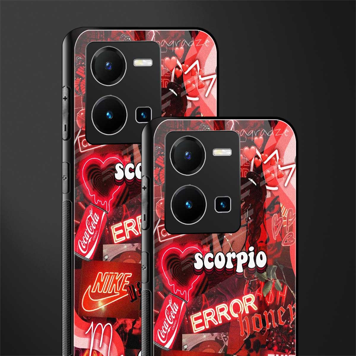scorpio aesthetic collage back phone cover | glass case for vivo y35 4g