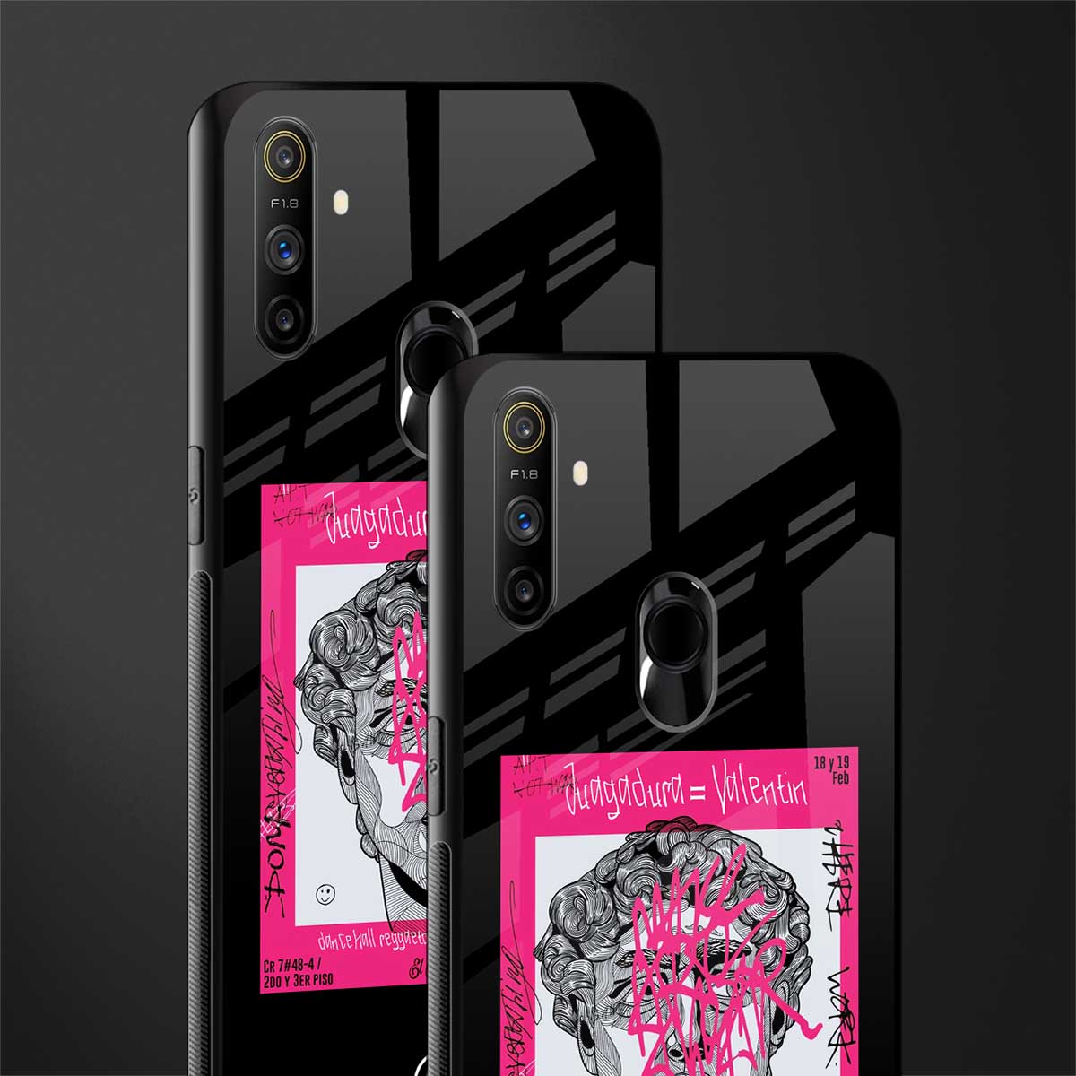 scribbled david michelangelo glass case for realme narzo 20a image-2
