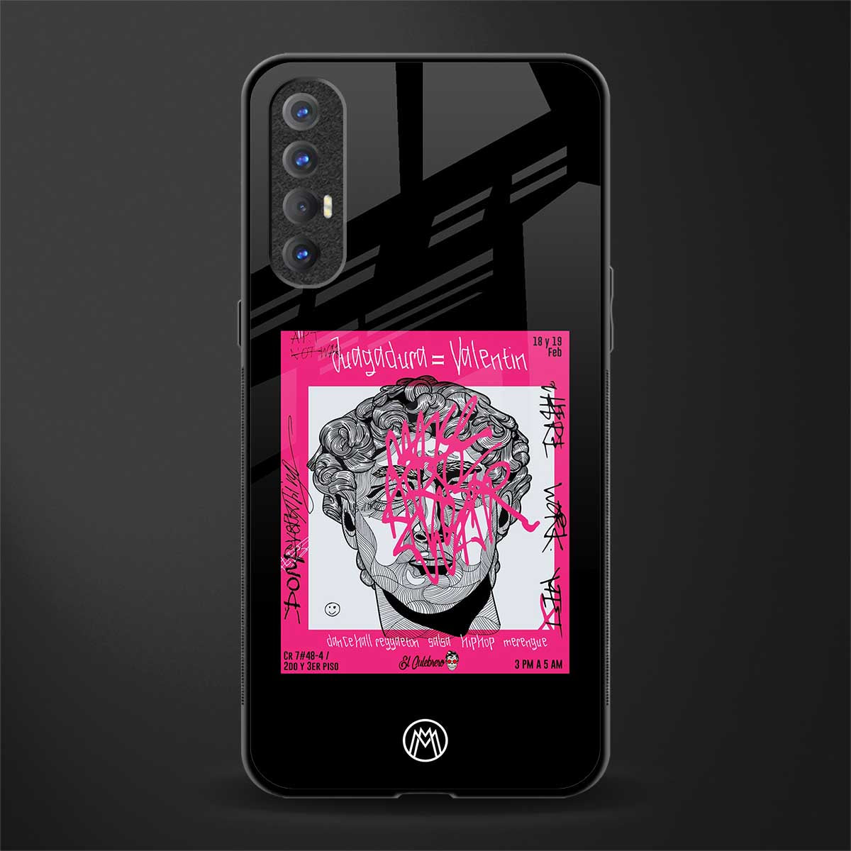 scribbled david michelangelo glass case for oppo reno 3 pro image