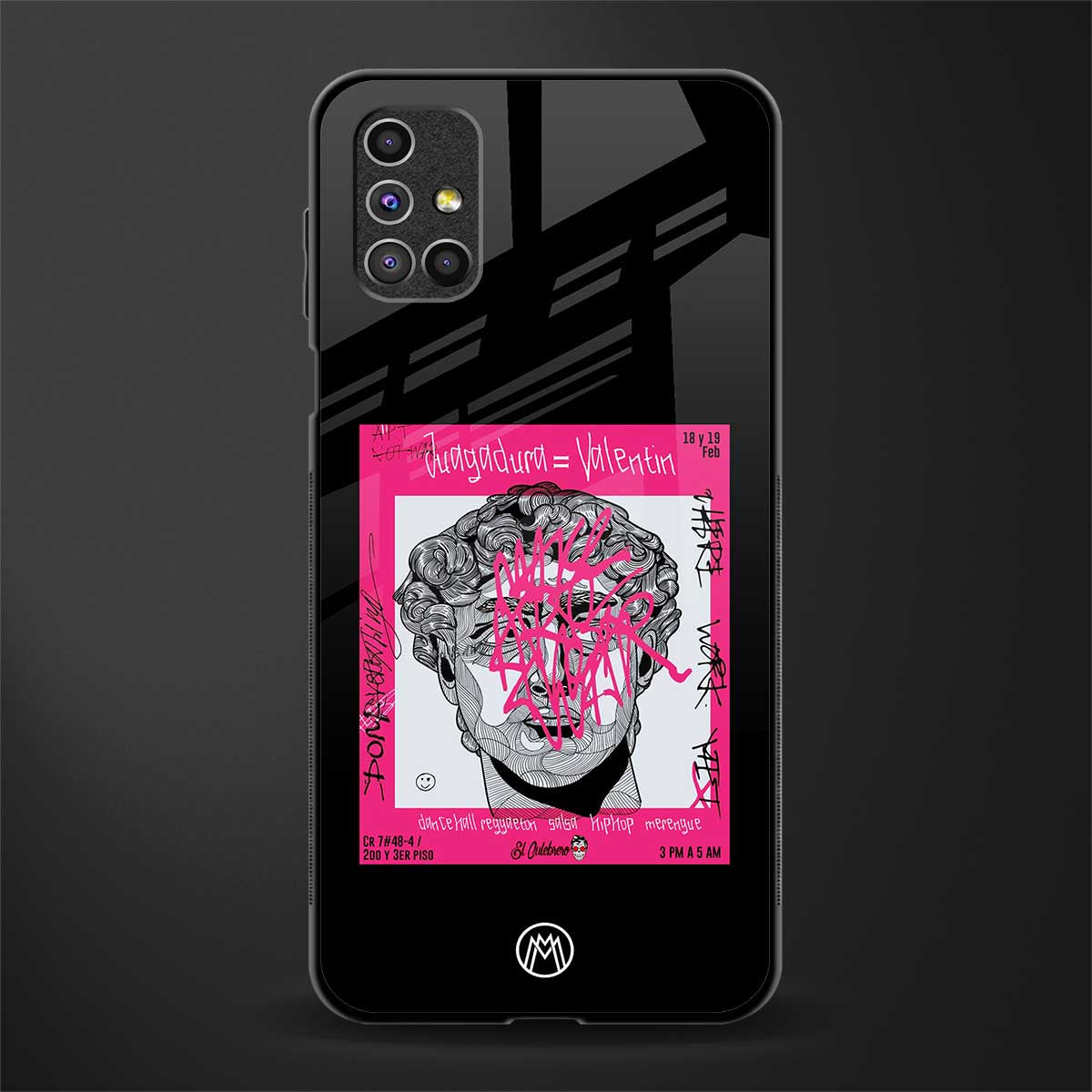 scribbled david michelangelo glass case for samsung galaxy m51 image