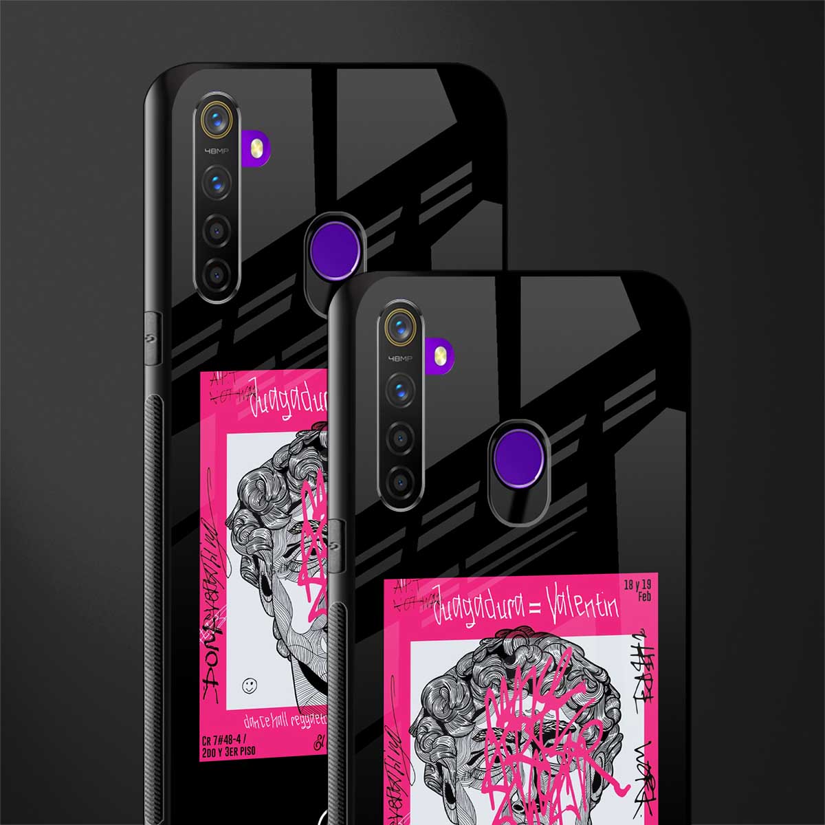 scribbled david michelangelo glass case for realme 5s image-2
