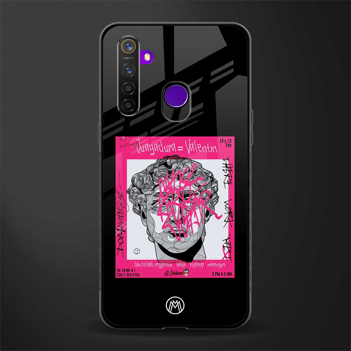 scribbled david michelangelo glass case for realme 5s image