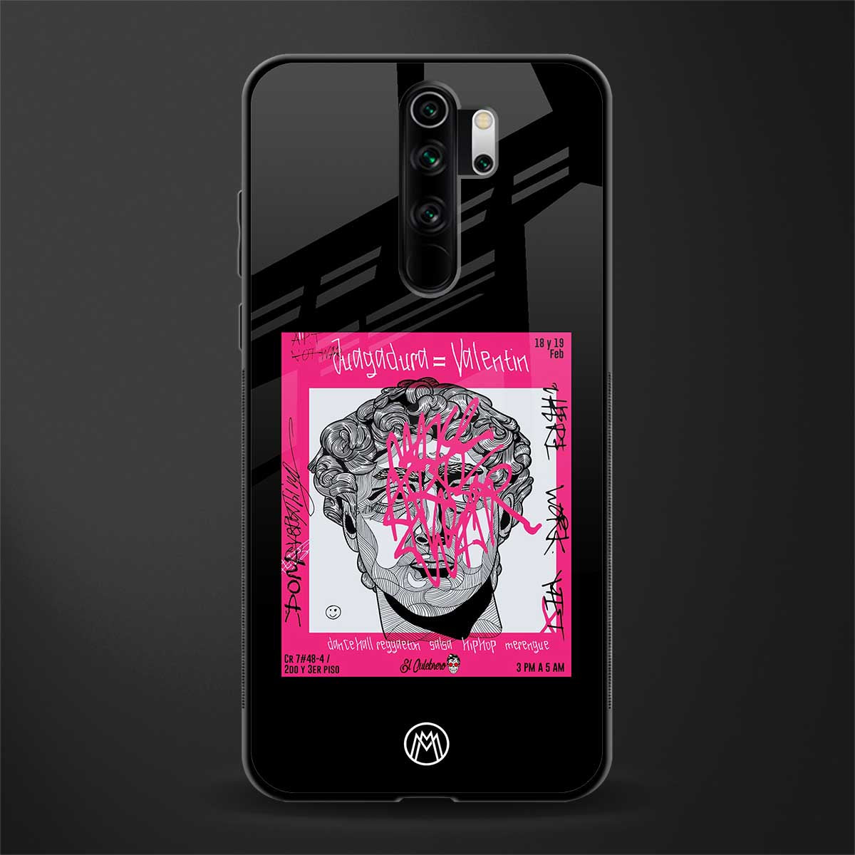 scribbled david michelangelo glass case for redmi note 8 pro image