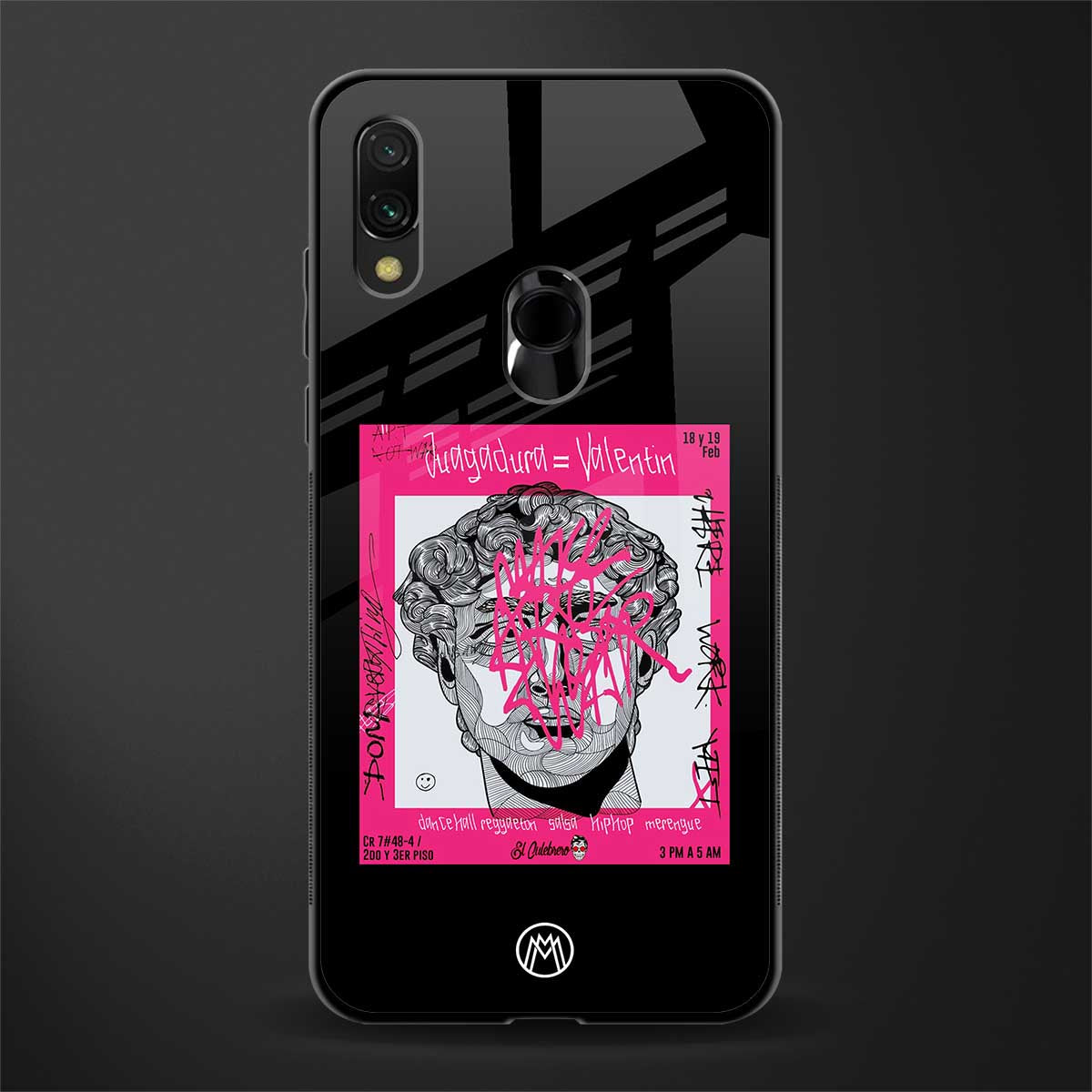 scribbled david michelangelo glass case for redmi y3 image