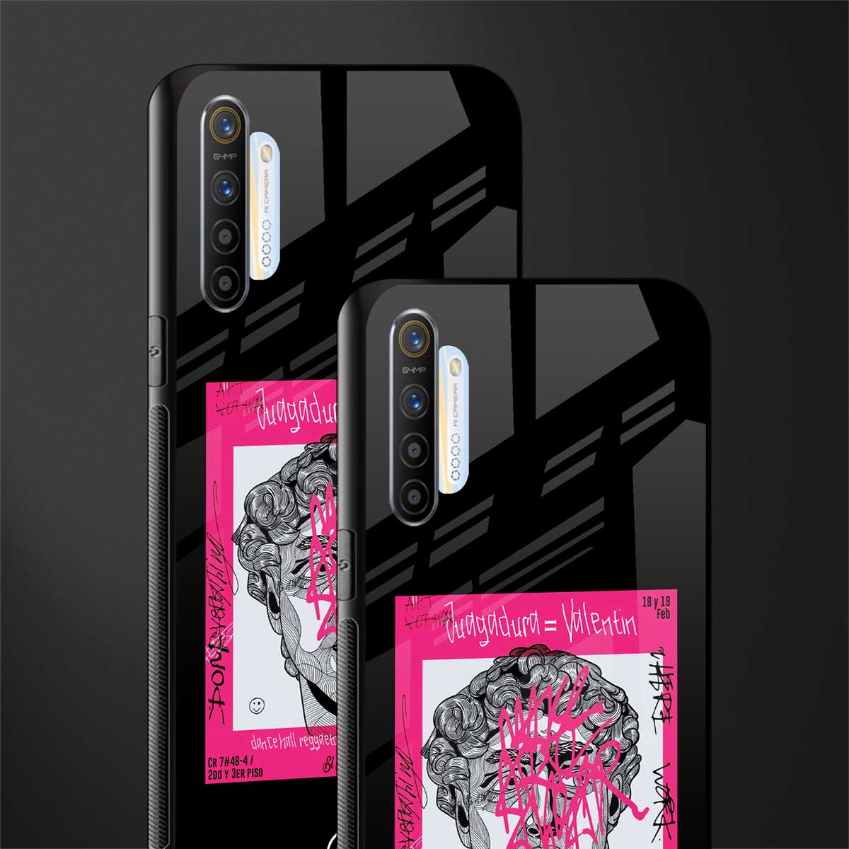 scribbled david michelangelo glass case for realme x2 image-2
