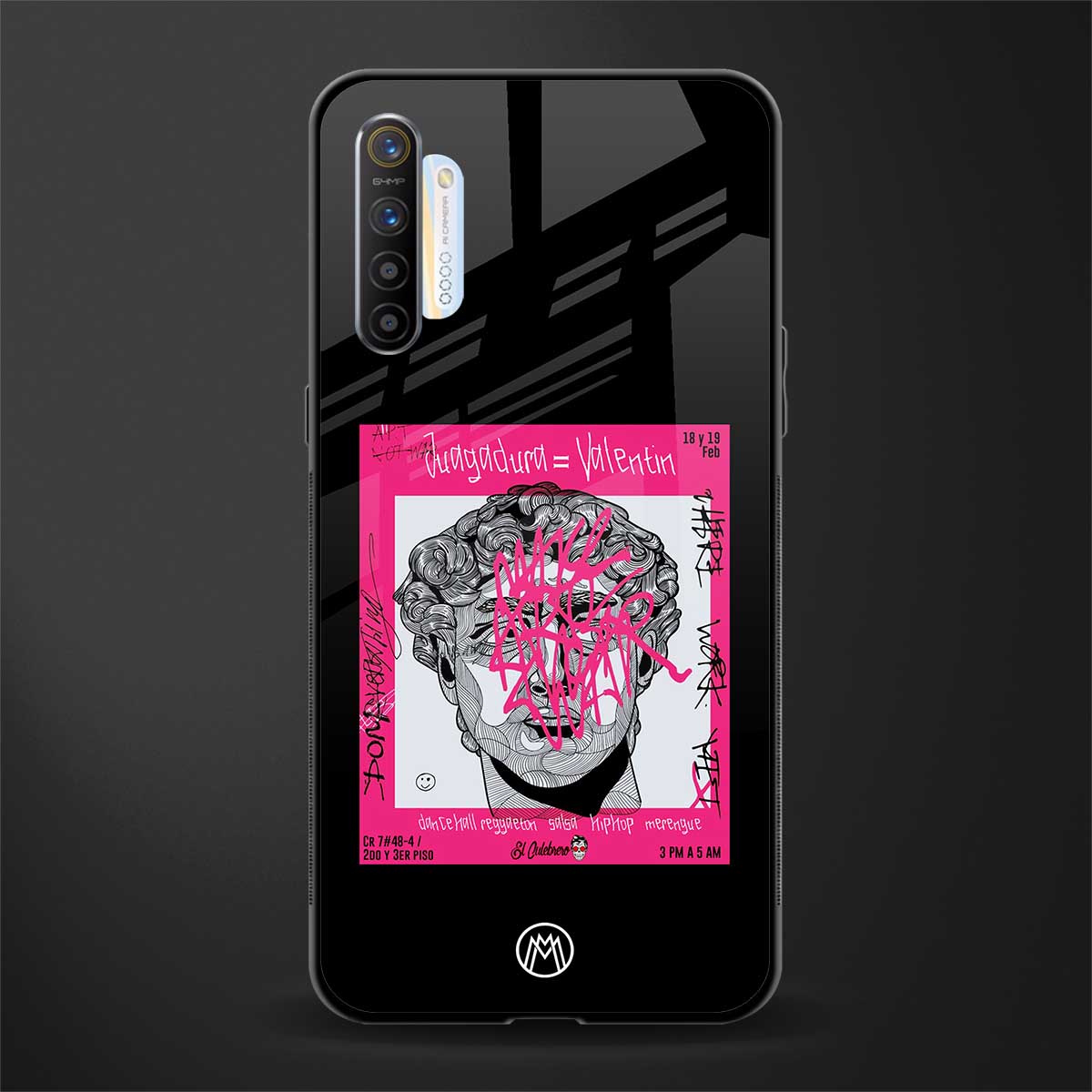 scribbled david michelangelo glass case for realme x2 image