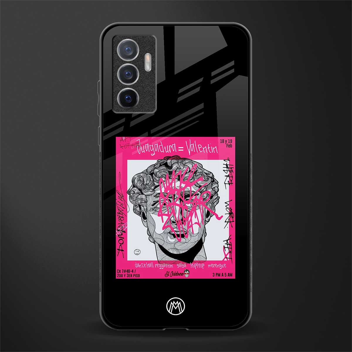 scribbled david michelangelo glass case for vivo v23e image