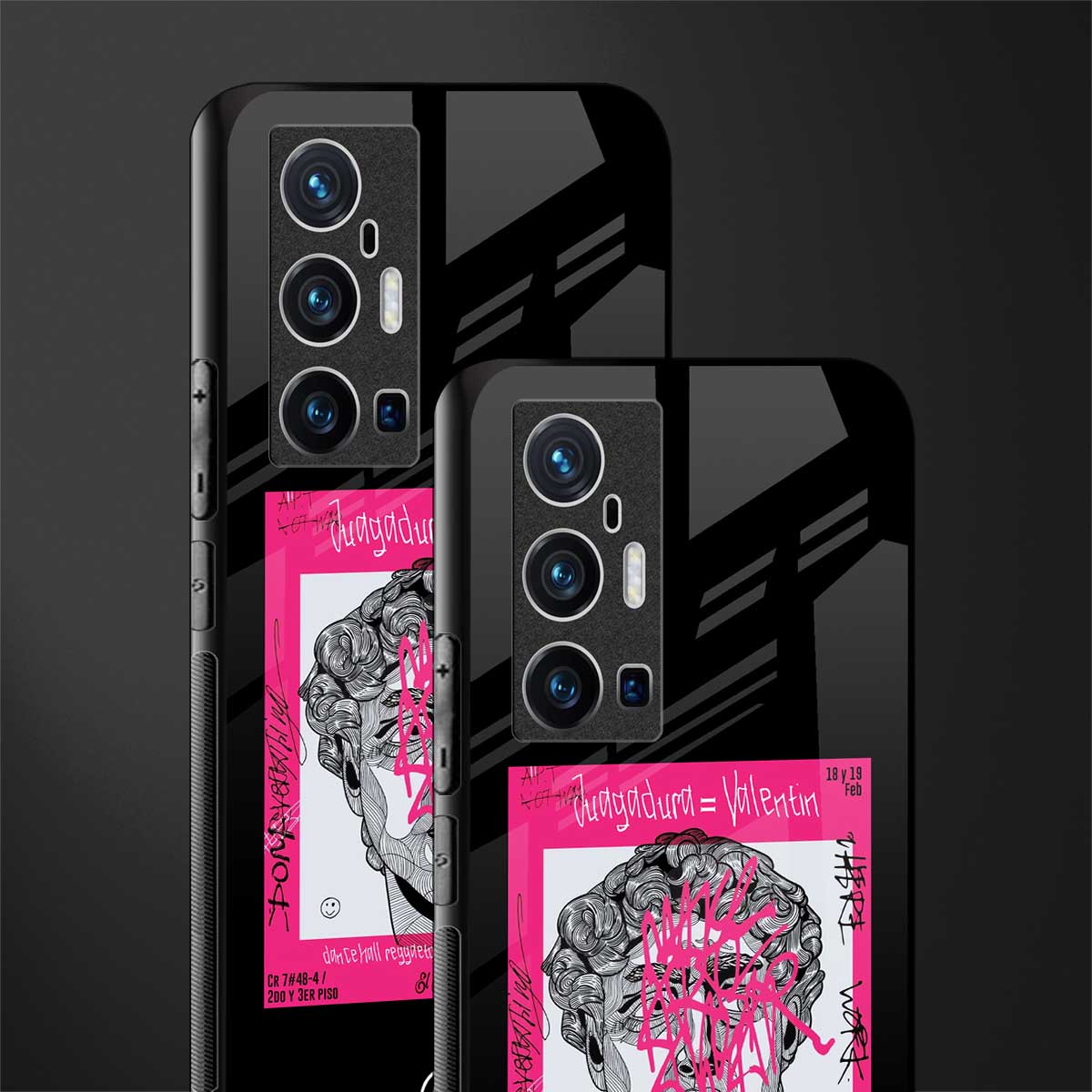 scribbled david michelangelo glass case for vivo x70 pro plus image-2