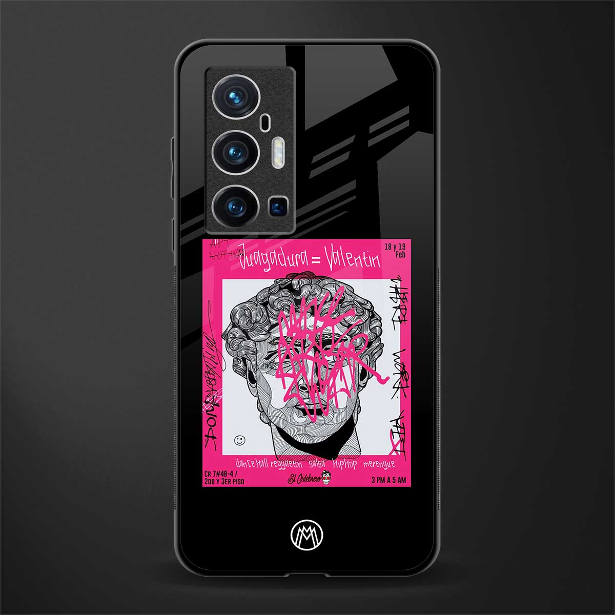 scribbled david michelangelo glass case for vivo x70 pro plus image