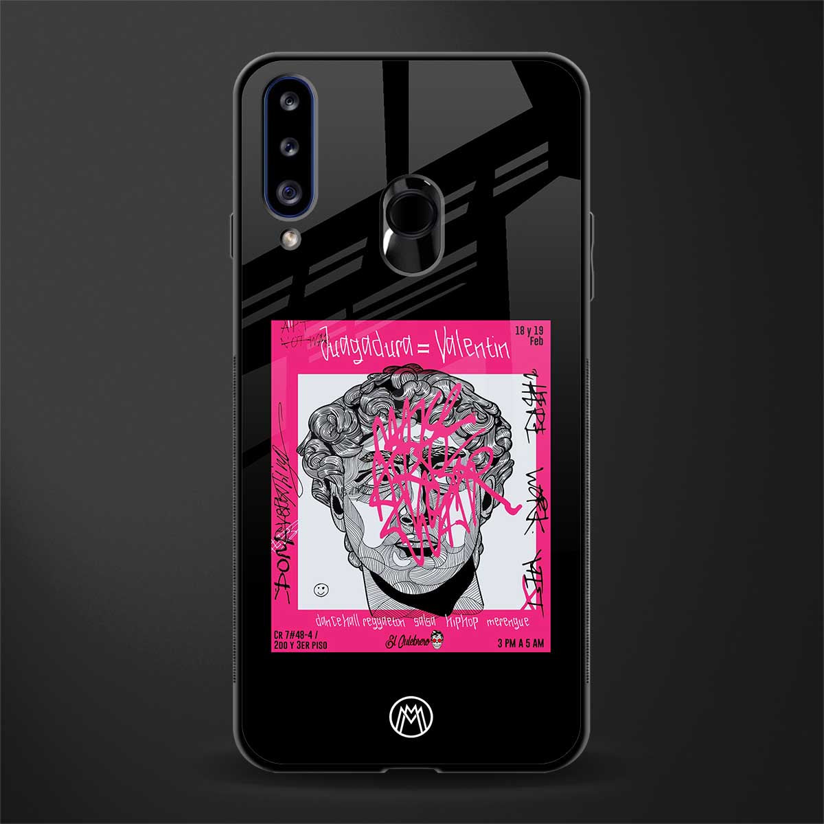 scribbled david michelangelo glass case for samsung galaxy a20s image