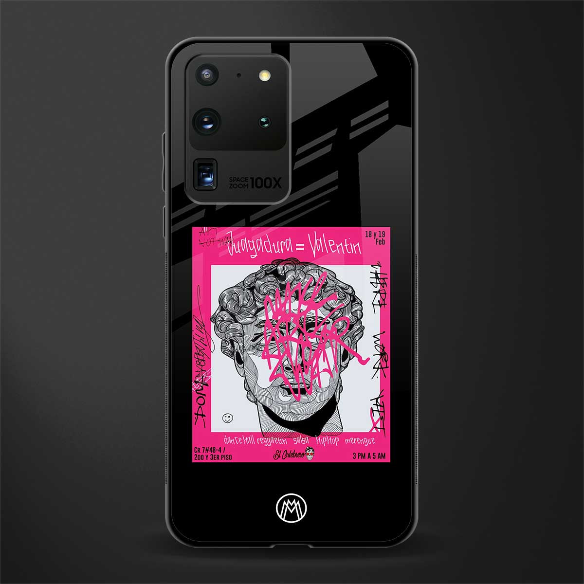scribbled david michelangelo glass case for samsung galaxy s20 ultra image