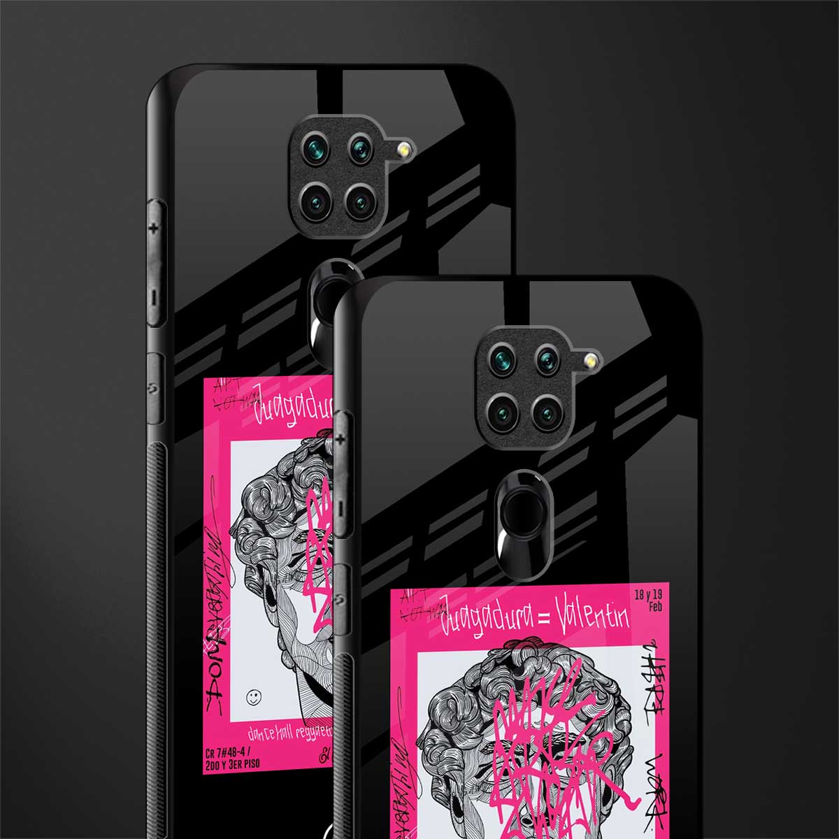 scribbled david michelangelo glass case for redmi note 9 image-2