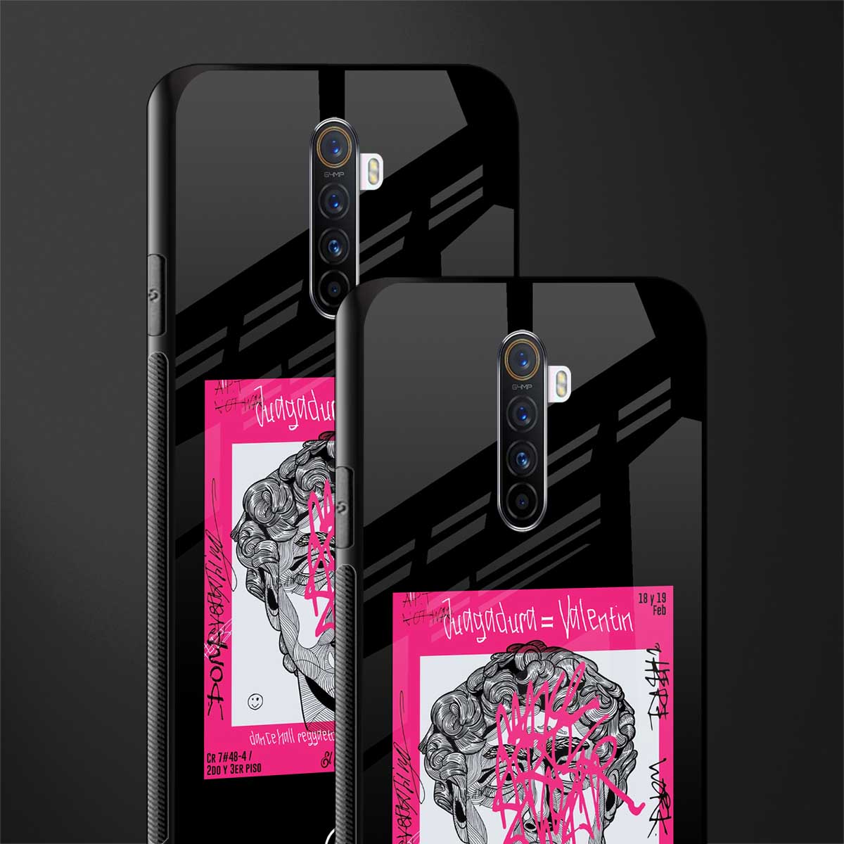 scribbled david michelangelo glass case for realme x2 pro image-2