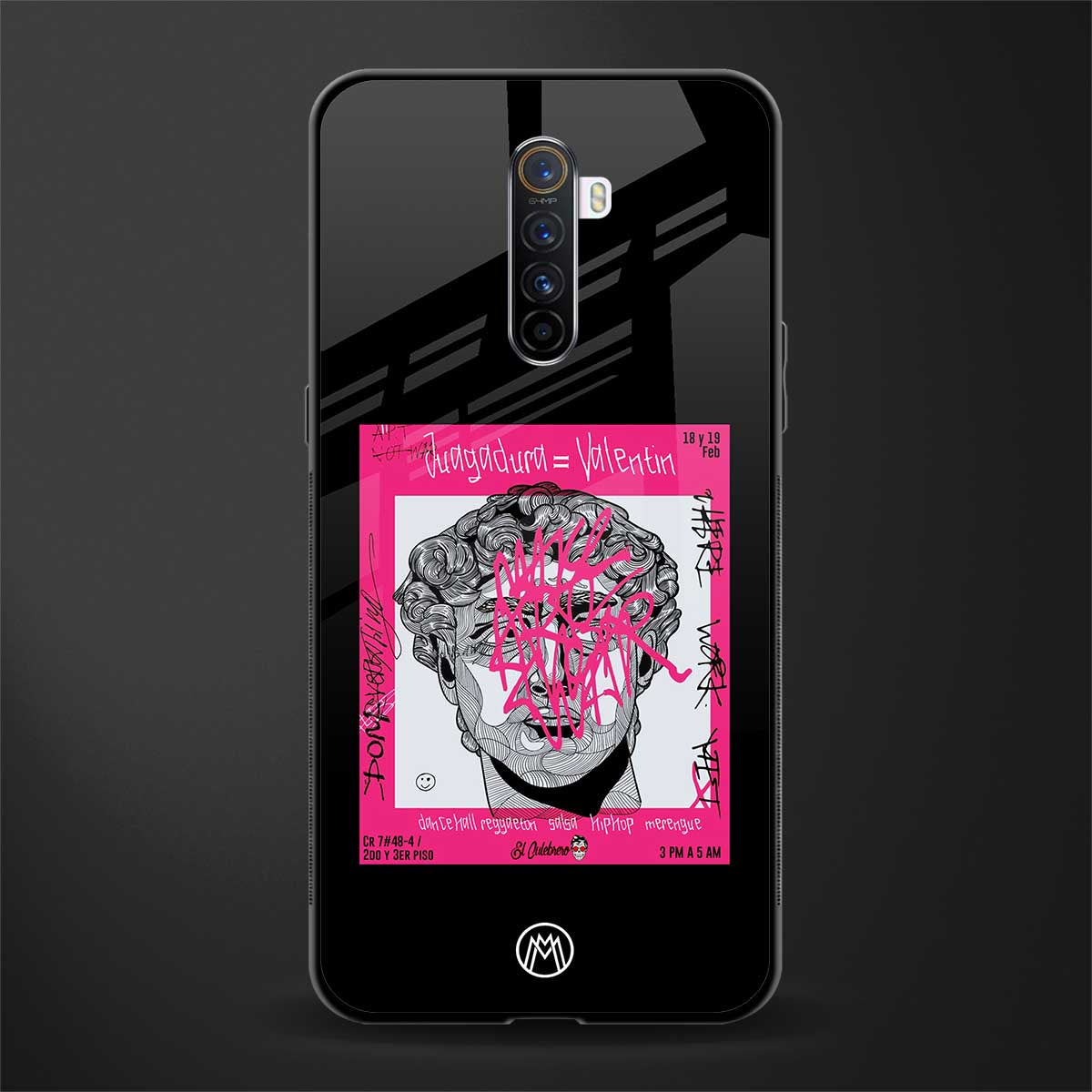 scribbled david michelangelo glass case for realme x2 pro image