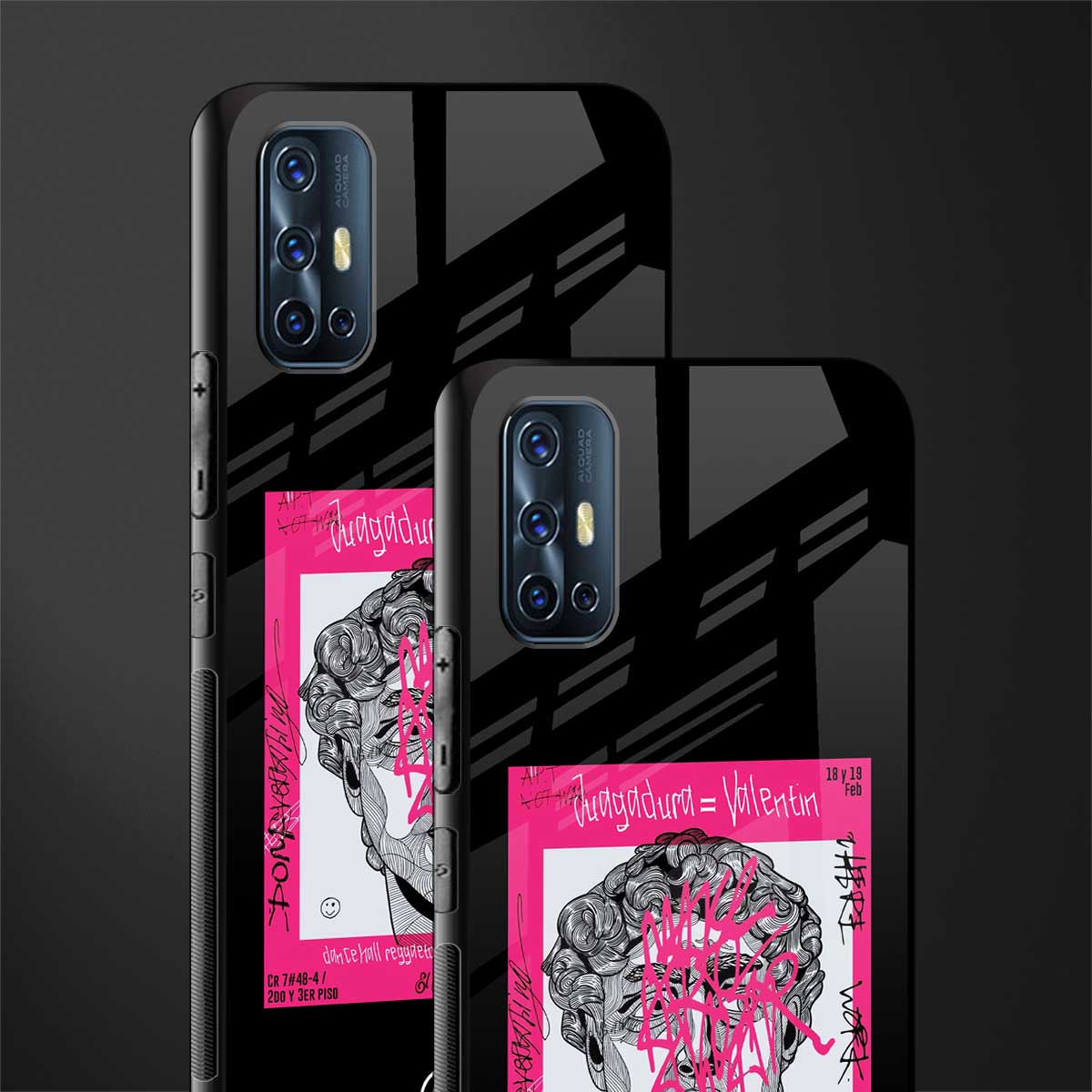 scribbled david michelangelo glass case for vivo v17 image-2