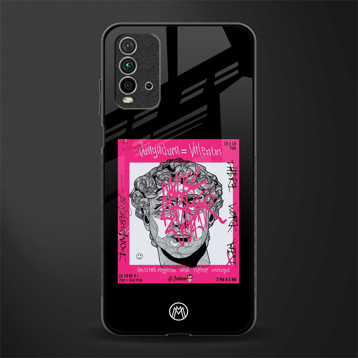 scribbled david michelangelo glass case for redmi 9 power image