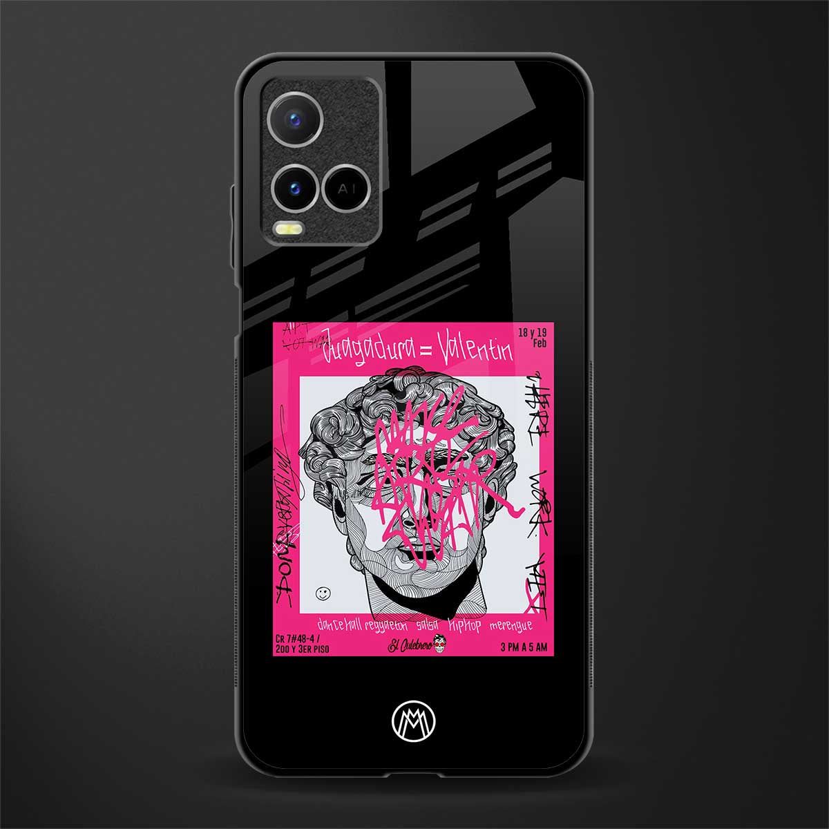 scribbled david michelangelo glass case for vivo y33s vivo y33t image
