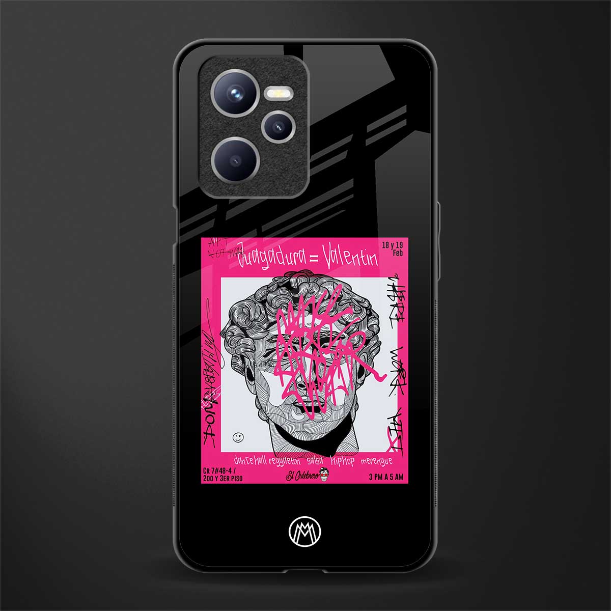 scribbled david michelangelo glass case for realme c35 image